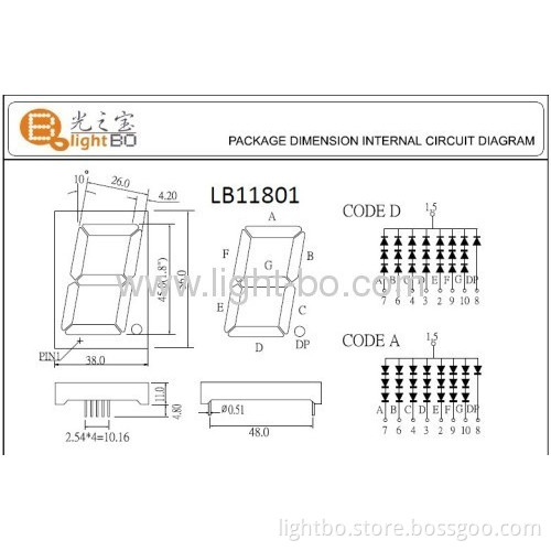 45mm (1.8-inch) Common Anode Pure White Seven Segment Led Displays 